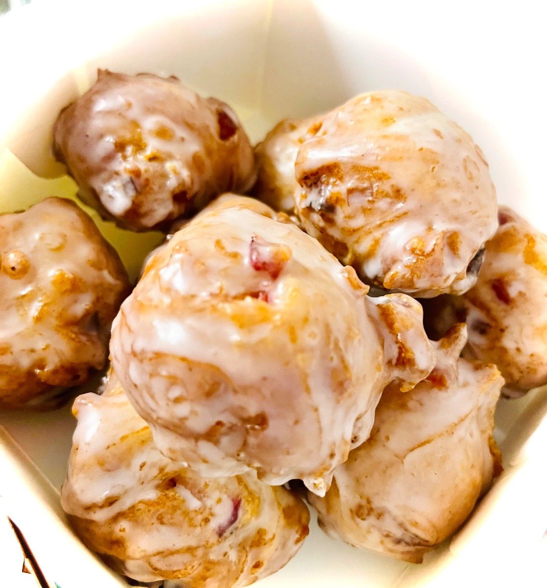 Gluten-free rhubarb fritter bites — Reynolds Roost Bakery, Anderson IN